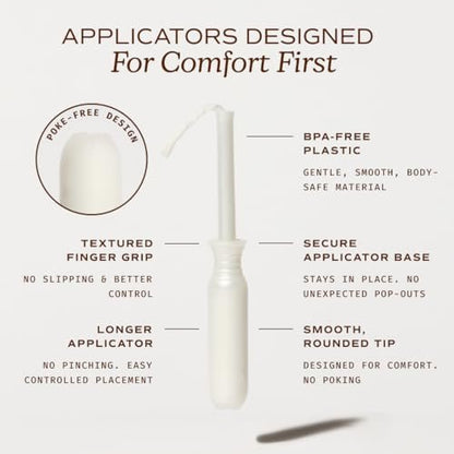 August Light Tampons – 24er Pack 100% Bio-Baumwolltampons für Frauen, ungiftig, parfümfrei, hautfreundlich mit langem Applikator