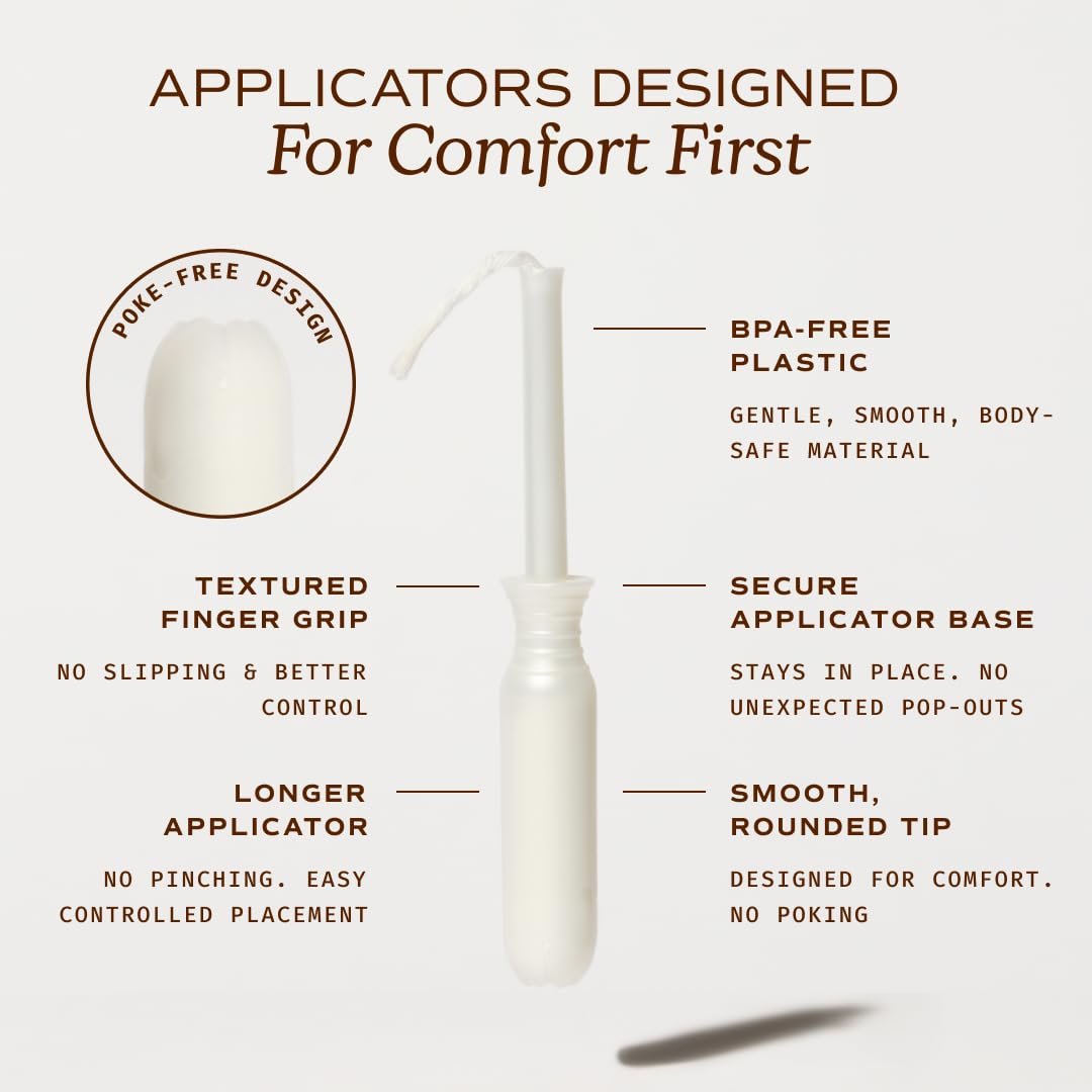 August Light Tampons – 24er Pack 100% Bio-Baumwolltampons für Frauen, ungiftig, parfümfrei, hautfreundlich mit langem Applikator