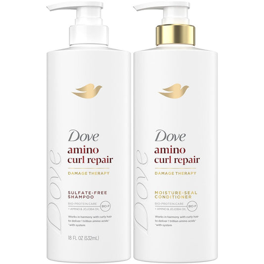 Dove Shampoo und Conditioner Set, Amino Curl Repair – Schadenstherapie Bio-Protein-Care Formeln für revitalisierendes lockiges und krauses Haar, 2 x 532 ml