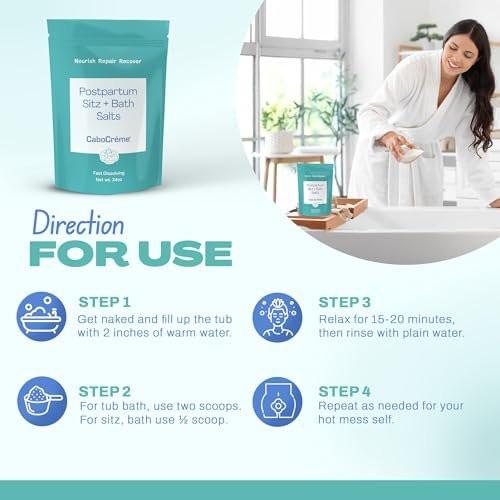 CaboCréme Postpartum Sitz + Badesalz – 680g – Postpartales Bade-Salz für die Dammpflege, Heilung von Rissen, Schwellungen und Hämorrhoiden – Totes Meer Salz mit Magnesium, Arnika, Ringelblume und Kohlextrakt