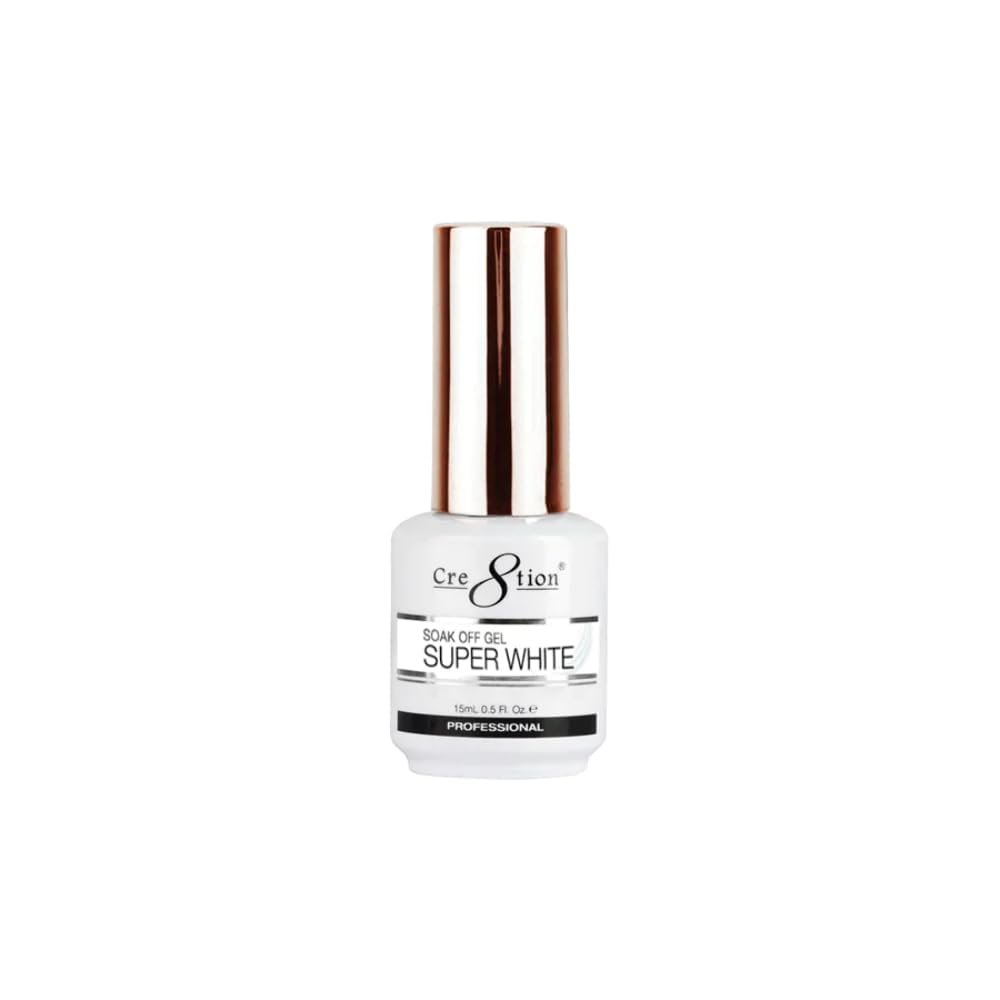 Beauty Cre8tion Soak Off Gel Nagellack | Splitterfest & Schnelltrocknend - Super Weiß, 15 ml
