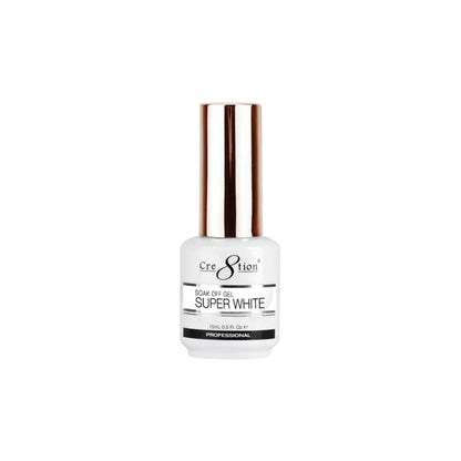 Beauty Cre8tion Soak Off Gel Nagellack | Splitterfest & Schnelltrocknend - Super Weiß, 15 ml
