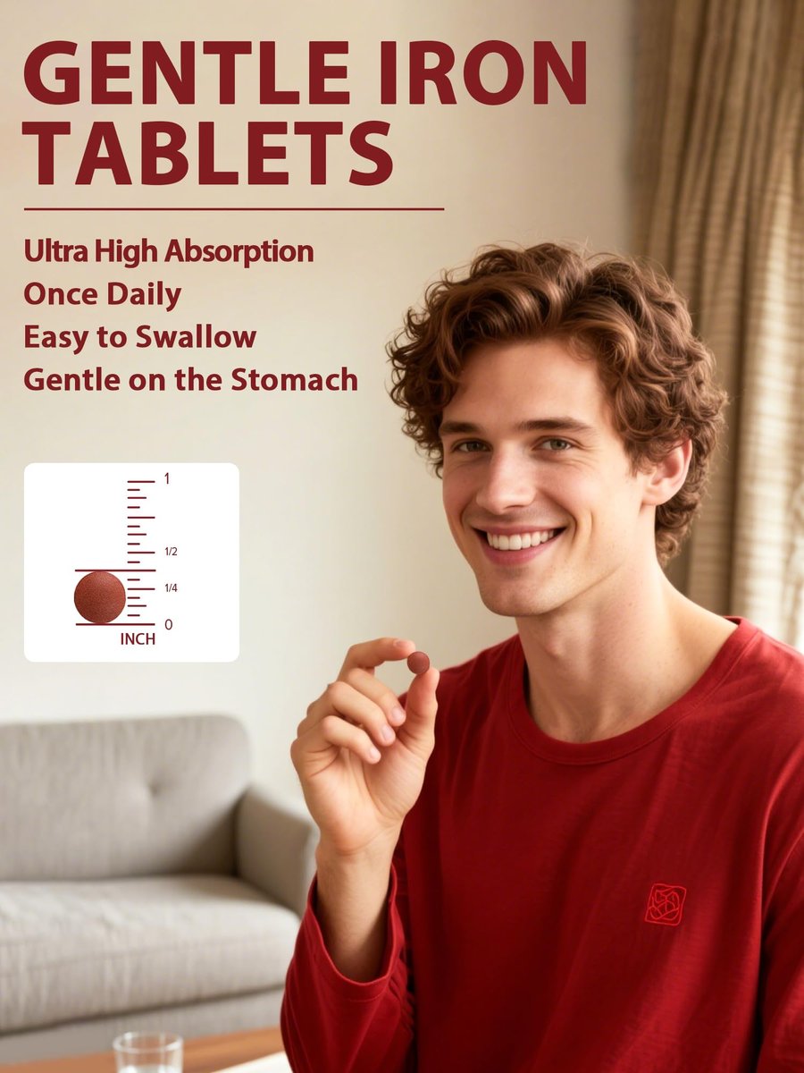 Vitacook Eisenpräparat für Frauen & Männer, 3-in-1 65 mg Eisen Tabletten, Bisglycinat, Sulfat, Carbonyleisen mit Vitamin C, verbesserte Absorption, Energie, Unterstützung roter Blutkörperchen, sanft, 60 Tabletten