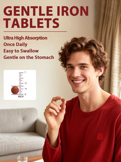 Vitacook Eisenpräparat für Frauen & Männer, 3-in-1 65 mg Eisen Tabletten, Bisglycinat, Sulfat, Carbonyleisen mit Vitamin C, verbesserte Absorption, Energie, Unterstützung roter Blutkörperchen, sanft, 60 Tabletten