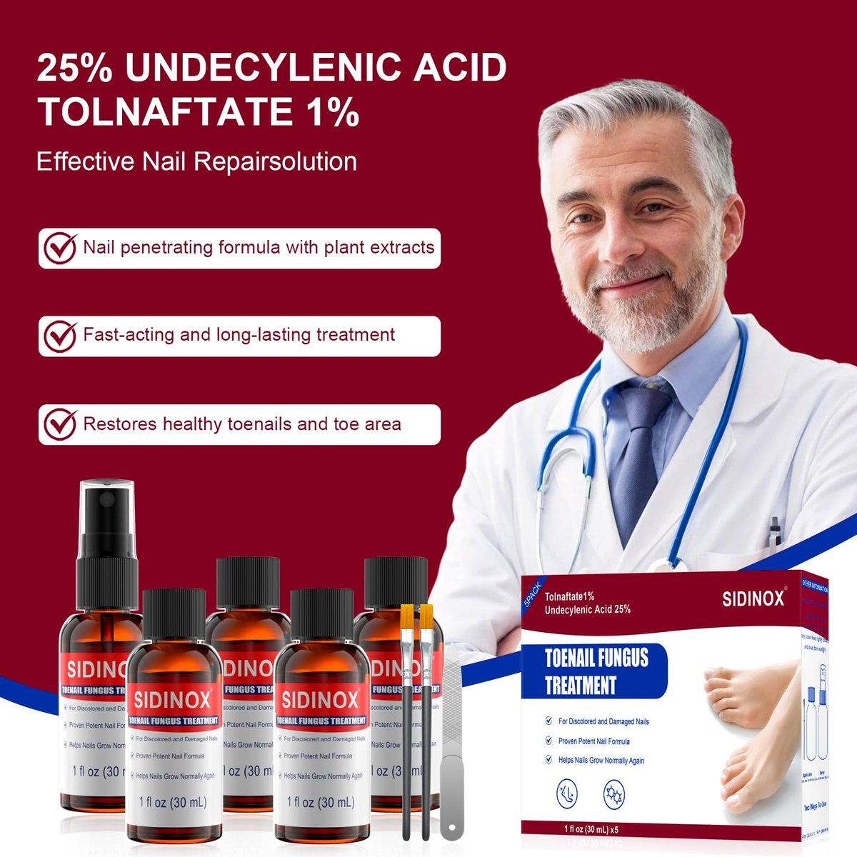 Nagelpilz Behandlung Extra Stark mit 25% Undecylensäure – 5er-Pack (5x30 ml) für beschädigte, verfärbte und verdickte Nägel
