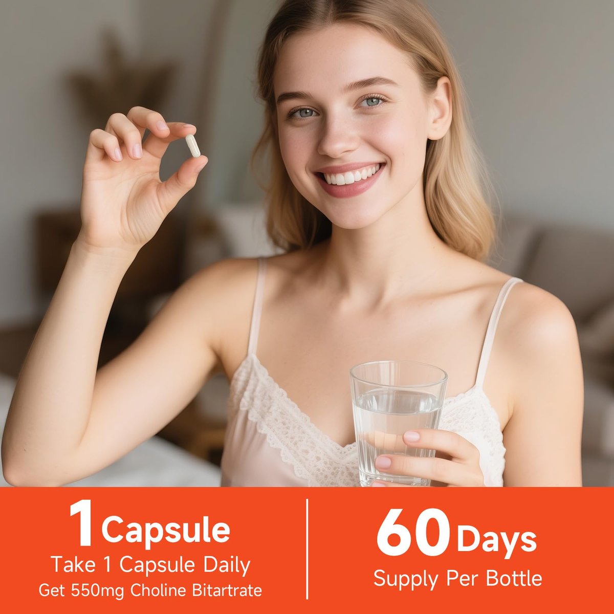 Temimar Cholinbitartrat 550 mg – Hochwertiges Cholin für Leber- und Gehirngesundheit, Nicht-GVO, Glutenfrei, Hergestellt in den USA, 60 vegane Kapseln