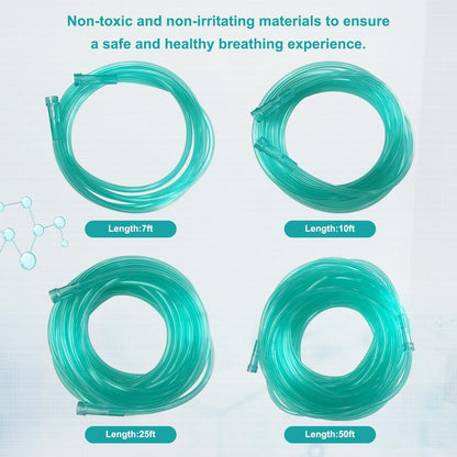 DWCHECK 3er-Pack Sauerstoffschlauch, 2,1 m grüner knickfester Sauerstoffversorgungsschlauch, nicht abknickend, langlebig, universelle Schnittstelle, einzeln verpackt
