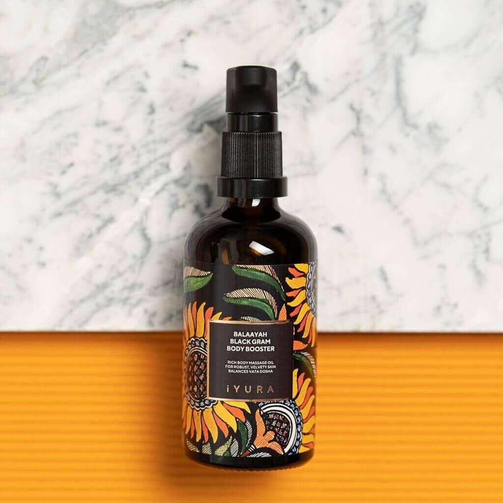 iYURA Balaayah Black Gram Body Booster – Natürliches Körperöl für reife, schlaffe Haut | Strafft Arme & Beine | Intensive Feuchtigkeitspflege | 100 ml