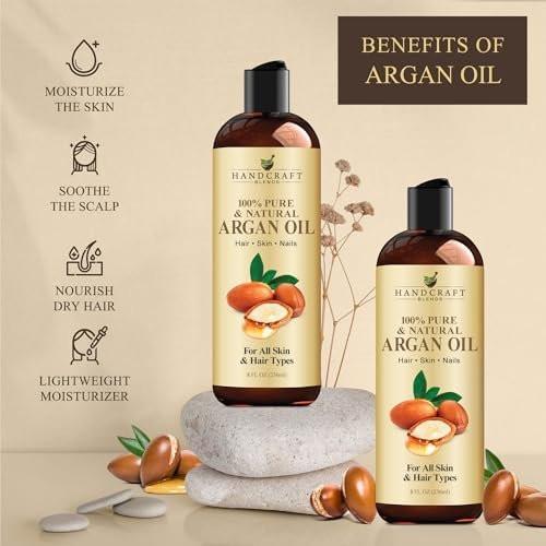 Handcraft Blends Marokkanisches Arganöl – 8 Fl Oz – 100 % rein und natürlich – Premium-Trägeröl für Haut und Haare – Haar und Körper – Massage – kaltgepresst