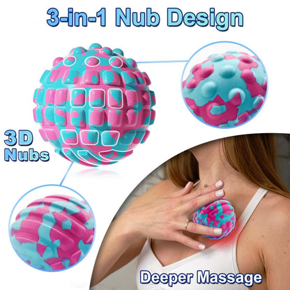 Tiefengewebs-Massageball für Training & Erholung – SGS-zertifiziert – Löst Muskelknoten, Gelenkschmerzen & Verspannungen – Druckpunkt-Therapie – Myofascial Release Ball (Blau & Pink, 1 Pack, 2,8 Zoll)