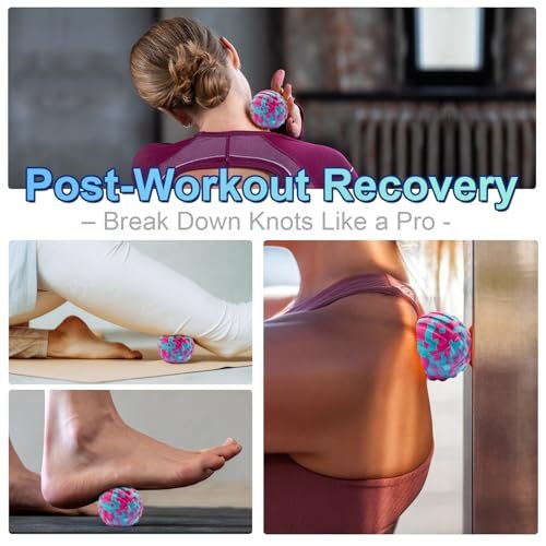 Tiefengewebs-Massageball für Training & Erholung – SGS-zertifiziert – Löst Muskelknoten, Gelenkschmerzen & Verspannungen – Druckpunkt-Therapie – Myofascial Release Ball (Blau & Pink, 1 Pack, 2,8 Zoll)