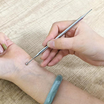 BYYDDIY 6,3 Zoll Edelstahl Doppelkopf-Gesichtsreflexzonen-Werkzeug – Ohr-Massagegerät, Körperpunkt-Sondenstift & Triggerpunkt-Massagegerät für Tiefengewebe (16 cm)