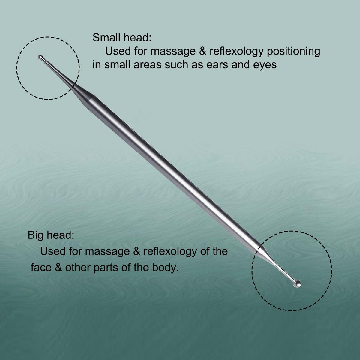 BYYDDIY 6,3 Zoll Edelstahl Doppelkopf-Gesichtsreflexzonen-Werkzeug – Ohr-Massagegerät, Körperpunkt-Sondenstift & Triggerpunkt-Massagegerät für Tiefengewebe (16 cm)