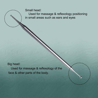BYYDDIY 6,3 Zoll Edelstahl Doppelkopf-Gesichtsreflexzonen-Werkzeug – Ohr-Massagegerät, Körperpunkt-Sondenstift & Triggerpunkt-Massagegerät für Tiefengewebe (16 cm)