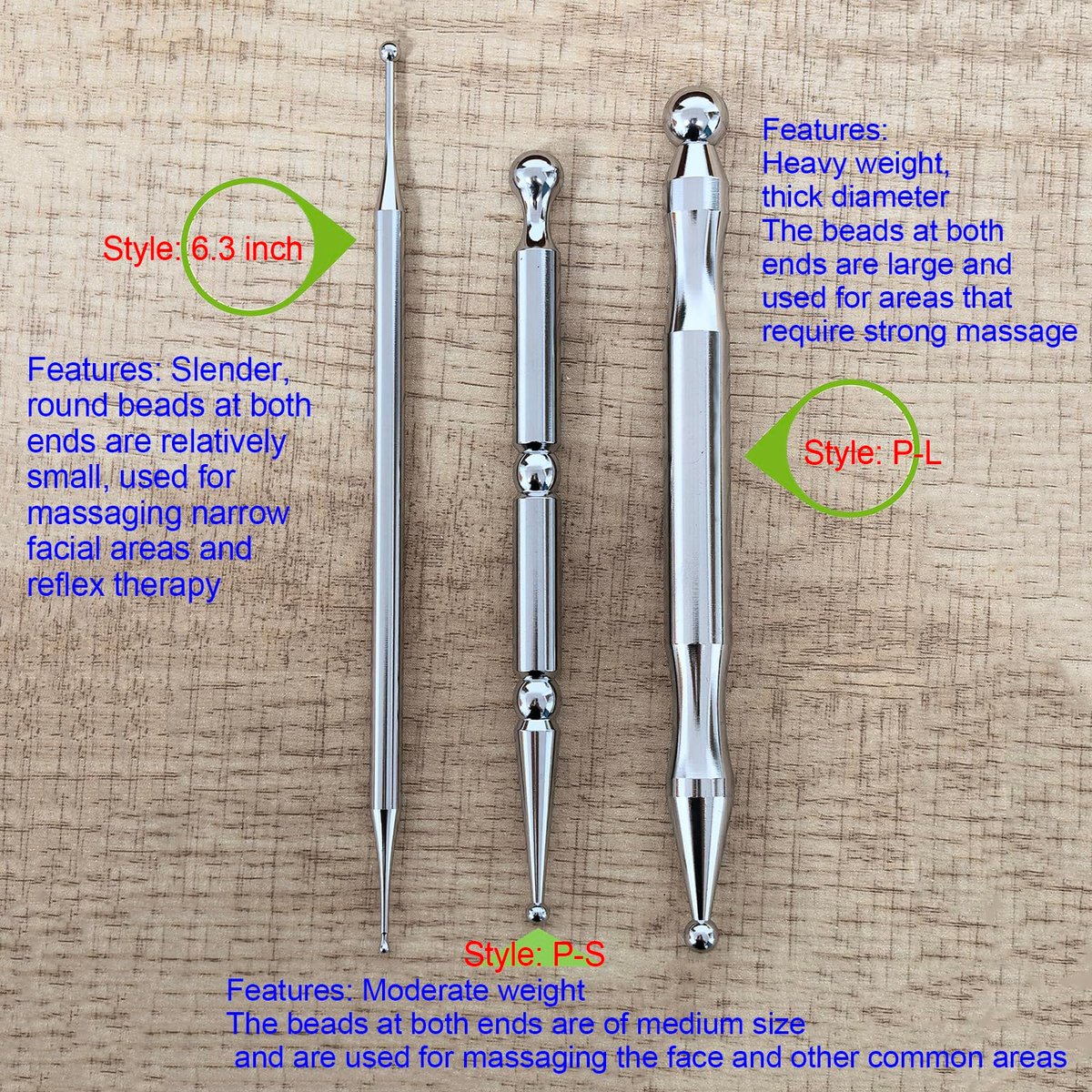 BYYDDIY 6,3 Zoll Edelstahl Doppelkopf-Gesichtsreflexzonen-Werkzeug – Ohr-Massagegerät, Körperpunkt-Sondenstift & Triggerpunkt-Massagegerät für Tiefengewebe (16 cm)