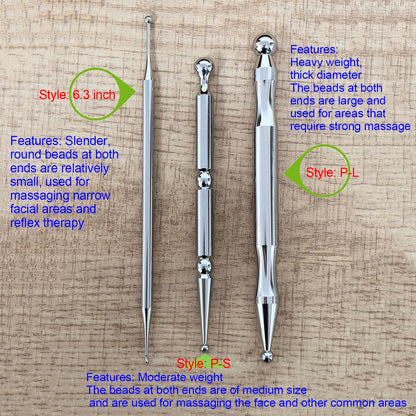 BYYDDIY 6,3 Zoll Edelstahl Doppelkopf-Gesichtsreflexzonen-Werkzeug – Ohr-Massagegerät, Körperpunkt-Sondenstift & Triggerpunkt-Massagegerät für Tiefengewebe (16 cm)