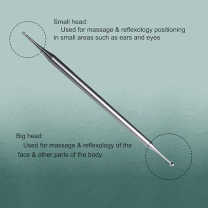 BYYDDIY Edelstahl Doppelkopf-Gesichtsreflexzonen-Werkzeug, Ohr-Massagegerät, Körperpunkt-Sonde & Triggerpunkt-Massager für Tiefengewebe (P-S)