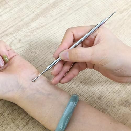 BYYDDIY 6,3 Zoll Edelstahl Doppelkopf-Gesichtsreflexzonen-Werkzeug – Ohr-Massagegerät, Körperpunkt-Sondenstift & Triggerpunkt-Massagegerät für Tiefengewebe (16 cm)