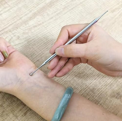 BYYDDIY 6,3 Zoll Edelstahl Doppelkopf-Gesichtsreflexzonen-Werkzeug – Ohr-Massagegerät, Körperpunkt-Sondenstift & Triggerpunkt-Massagegerät für Tiefengewebe (16 cm)