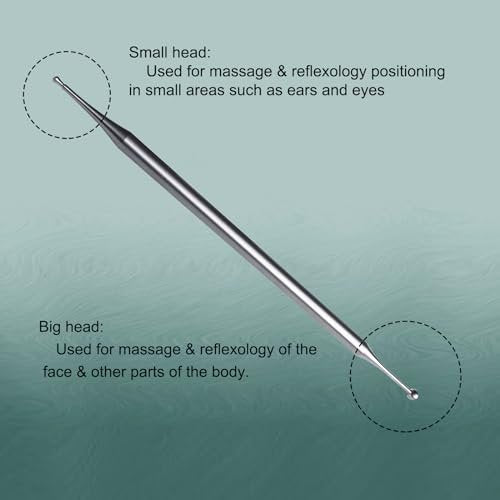 BYYDDIY Edelstahl Doppelkopf-Gesichtsreflexzonen-Werkzeug, Ohr-Massagegerät, Körperpunkt-Sonde & Triggerpunkt-Massager für Tiefengewebe (P-S)