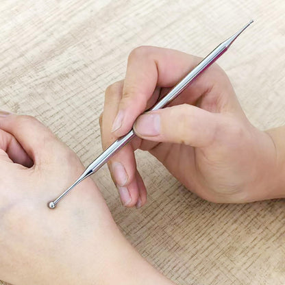 BYYDDIY 6,3 Zoll Edelstahl Doppelkopf-Gesichtsreflexzonen-Werkzeug – Ohr-Massagegerät, Körperpunkt-Sondenstift & Triggerpunkt-Massagegerät für Tiefengewebe (16 cm)