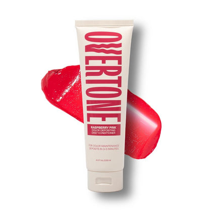 Overtone Täglicher Farbspülung Conditioner für Haare, Himbeer-Pink: Temporäres Pigment mit Shea-, Kokos- & Avocadoöl, Feuchtigkeitsspendend, Vegan & Tierversuchsfrei, Alle Haartypen, 130 ml