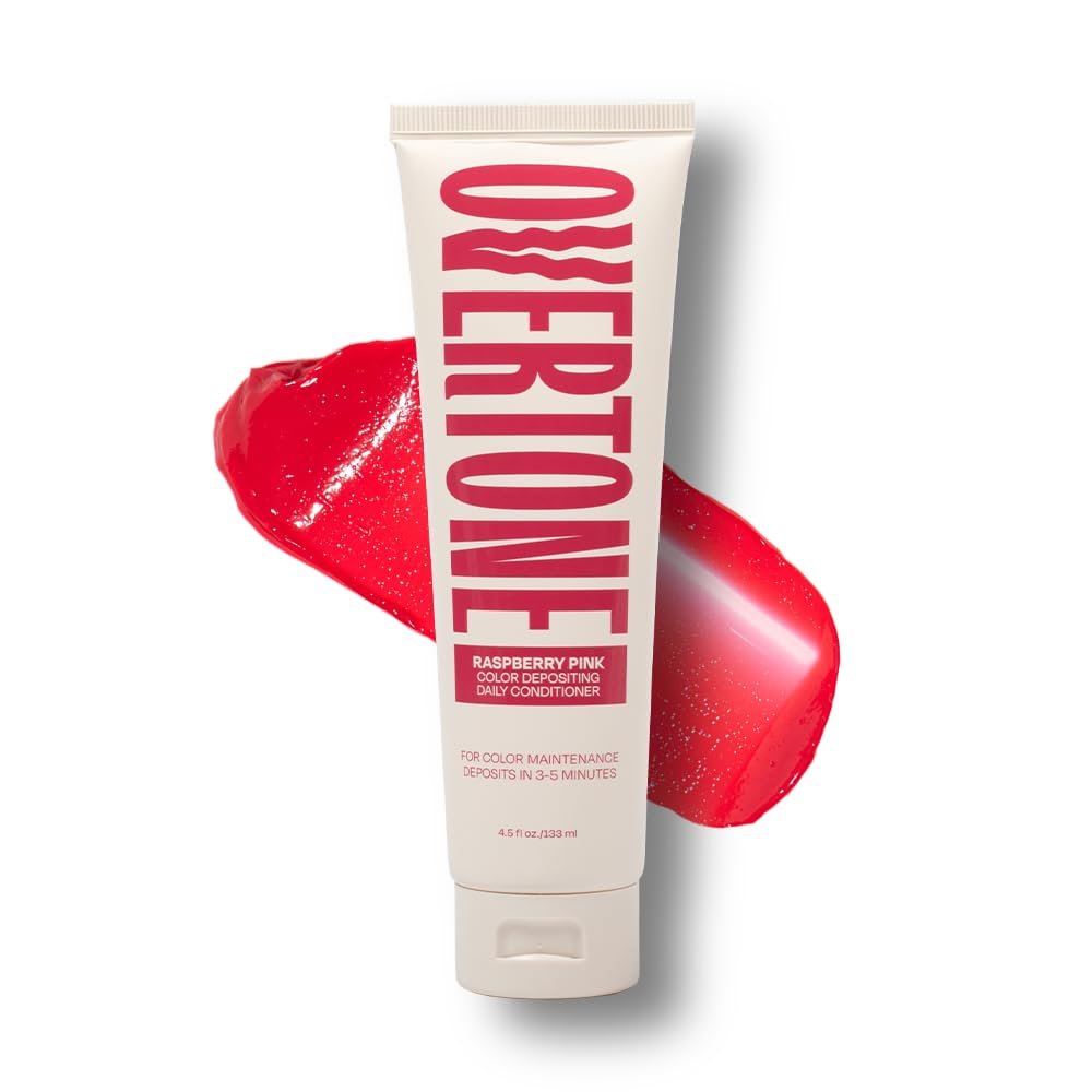 Overtone Täglicher Farbspülung Conditioner für Haare, Himbeer-Pink: Temporäres Pigment mit Shea-, Kokos- & Avocadoöl, Feuchtigkeitsspendend, Vegan & Tierversuchsfrei, Alle Haartypen, 130 ml