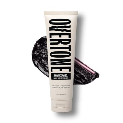 Overtone Täglicher Farbspülung für Schwarze Samt – Temporäres Pigment mit Shea, Kokos- und Avocadoöl, Feuchtigkeitsspendend, Vegan & Tierversuchsfrei, Für alle Haartypen, 4,5 oz
