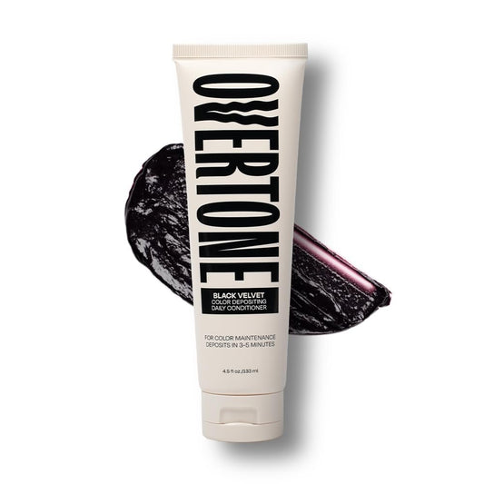Overtone Täglicher Farbspülung für Schwarze Samt – Temporäres Pigment mit Shea, Kokos- und Avocadoöl, Feuchtigkeitsspendend, Vegan & Tierversuchsfrei, Für alle Haartypen, 4,5 oz