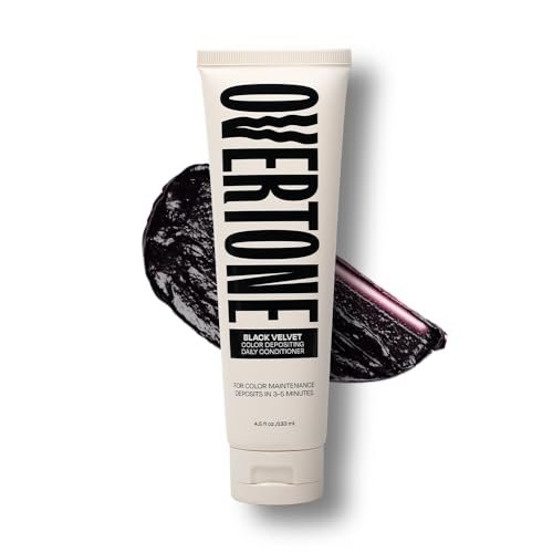 Overtone Täglicher Farbspülung für Schwarze Samt – Temporäres Pigment mit Shea, Kokos- und Avocadoöl, Feuchtigkeitsspendend, Vegan & Tierversuchsfrei, Für alle Haartypen, 4,5 oz