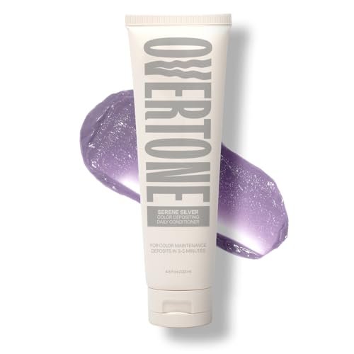 Overtone Daily Color Depositing Conditioner – 4,5 oz Temporäre Farbspülung mit Sheabutter & Kokosöl für Pastell-Silber (Serene Silver) – Vegan & Tierversuchsfrei