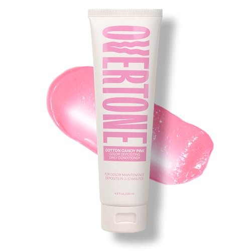 oVertone Daily Color Depositing Conditioner Cotton Candy Pink – 4,5 oz – Temporäre Pigmente mit Shea-, Kokos- & Avocadoöl, feuchtigkeitsspendend, vegan & tierversuchsfrei, für alle Haartypen