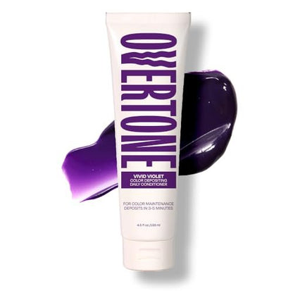 oVertone Täglicher Farblack-Conditioner für Haare, Vivid Violet: Temporäres Pigment mit Shea-, Kokos- und Avocadoölen, Feuchtigkeitsspendend, Vegan & Tierversuchsfrei, Alle Haartypen, 4,5 oz