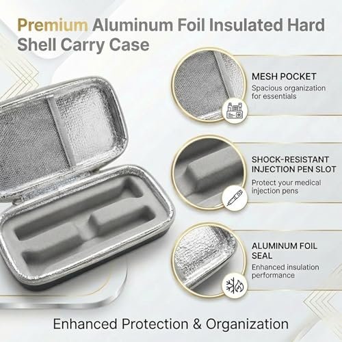 weefla Hartschalen-Isolier-Kühltasche für Zepbound oder Mounjaro Tirzepatid-Injektorpens, TSA-zugelassene Kühlpackung, leicht zu reinigen, kompakte Spritzenbox für Reisen und täglichen Gebrauch (Pink, Doppelpack)
