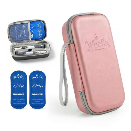 weefla Hartschalen-Isolier-Kühltasche für Zepbound oder Mounjaro Tirzepatid-Injektorpens, TSA-zugelassene Kühlpackung, leicht zu reinigen, kompakte Spritzenbox für Reisen und täglichen Gebrauch (Pink, Doppelpack)