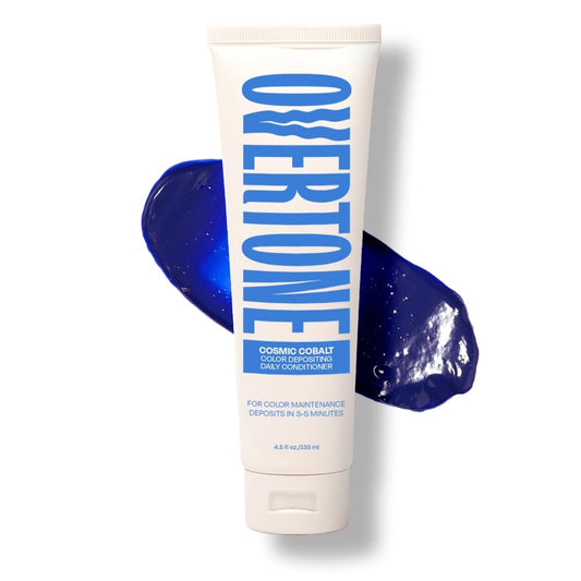 Overtone Täglicher Color Depositing Conditioner für Haare, Cosmic Cobalt: Temporäres Pigment mit Shea-, Kokos- und Avocadoölen, Feuchtigkeitsspendend, Vegan & Tierversuchsfrei, für alle Haartypen, 4,5 oz