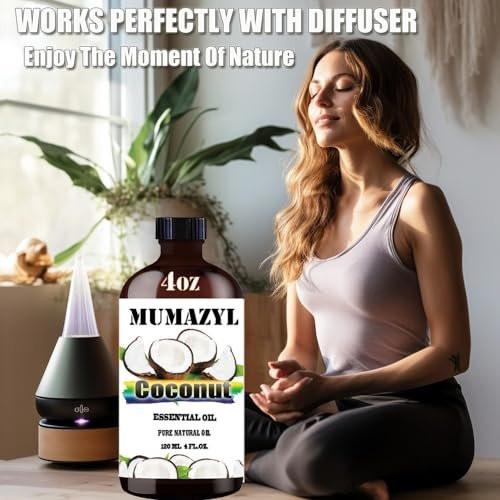 Kokosnuss ätherisches Öl, 120 ml für Diffuser, Luftbefeuchter, Yoga, Reinigung, DIY Kerzen- und Seifenherstellung - MUMAZYL