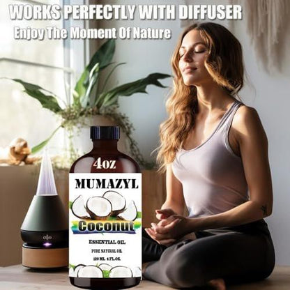 Kokosnuss ätherisches Öl, 120 ml für Diffuser, Luftbefeuchter, Yoga, Reinigung, DIY Kerzen- und Seifenherstellung - MUMAZYL