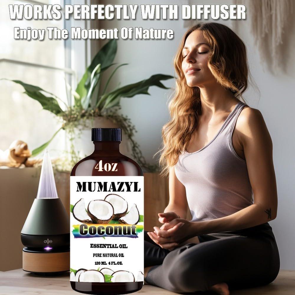 Kokosnuss ätherisches Öl, 120 ml für Diffuser, Luftbefeuchter, Yoga, Reinigung, DIY Kerzen- und Seifenherstellung - MUMAZYL