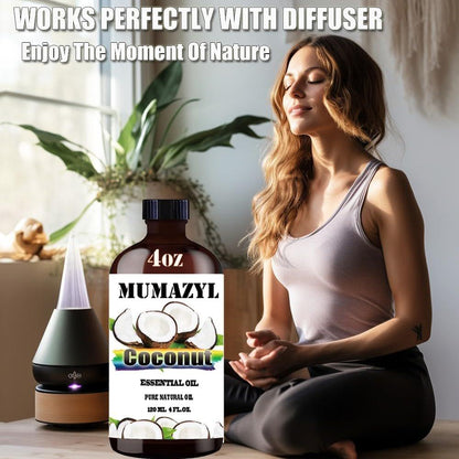 Kokosnuss ätherisches Öl, 120 ml für Diffuser, Luftbefeuchter, Yoga, Reinigung, DIY Kerzen- und Seifenherstellung - MUMAZYL