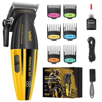 VGR 285 Fresh Fade Haarschneider für Männer, 9000 U/min professioneller Barber Haarschneider, kabelloser kleiner Haartrimmer, leichter vielseitiger Rasierer mit 6 magnetischen Aufsteckkämmen, LED-Display