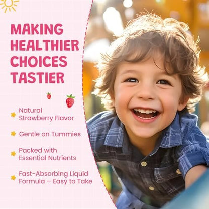 Flüssiges Eisenpräparat für Kinder, Frauen & Männer – mit Calcium, Zink, Multivitamin-Tropfen – Immununterstützung, Blutbildner & Energieunterstützung bei Eisenmangel, Anämie, vegan 2 Fl Oz