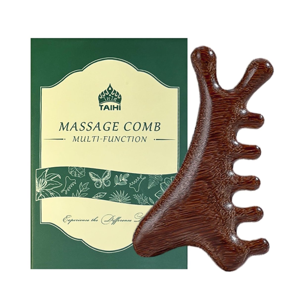TAIHI Wooden Scalp Massager Comb – 100% Naturholz Massagekamm für Haarwachstum, Stressabbau, multifunktionales Gua Sha Werkzeug für Kopf, Gesicht, Nacken – Antistatischer Holzkamm für Frauen, Männer und alle Haartypen