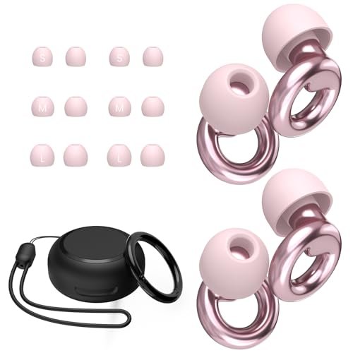 JUSTRVN Ohrstöpsel zum Schlafen, 2 Paar stilvolle wiederverwendbare Geräuschreduzierende Ohrstöpsel mit 8 Paar Aufsätzen & Etui, Gehörschutz für Konzerte, Reisen, Arbeit, Live-Events – 25dB-30dB