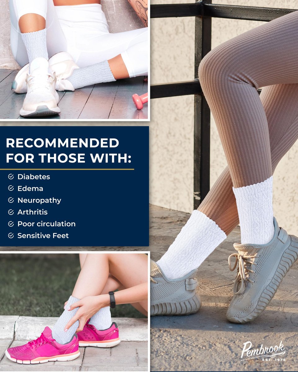 Pembrook Diabetikersocken Damen Größe 9-11, Nicht einschnürende Socken für geschwollene Füße, Diabetiker-Crew-Socken für Damen & Herren, Bambusviskose-Komfortsocken, Weiß 6 Paar