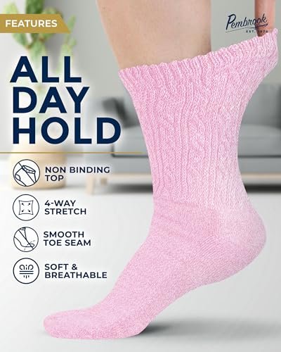 Pembrook Diabetiker Socken für Damen Größe 9-11, Weiche Diabetiker Socken für Frauen & Männer, Nicht einschnürende Socken für geschwollene Füße, Socken für Diabetikerinnen, Bambusviskose Komfortsocken, Pastellfarben 6 Paar