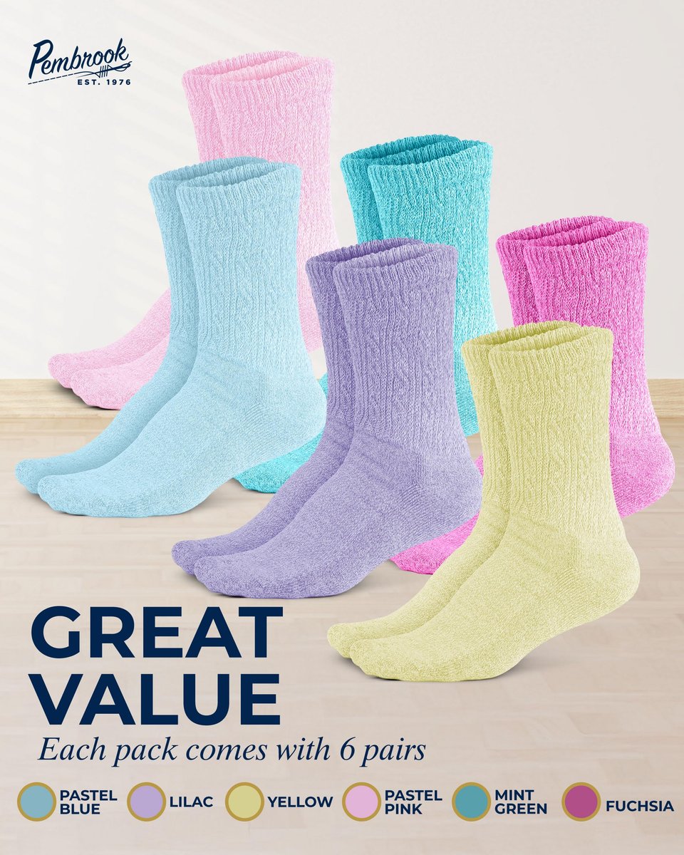 Pembrook Diabetiker Socken für Damen Größe 9-11, Weiche Diabetiker Socken für Frauen & Männer, Nicht einschnürende Socken für geschwollene Füße, Socken für Diabetikerinnen, Bambusviskose Komfortsocken, Pastellfarben 6 Paar