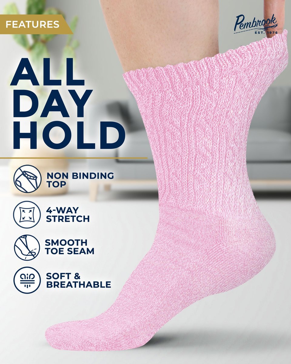 Pembrook Diabetiker Socken für Damen Größe 9-11, Weiche Diabetiker Socken für Frauen & Männer, Nicht einschnürende Socken für geschwollene Füße, Socken für Diabetikerinnen, Bambusviskose Komfortsocken, Pastellfarben 6 Paar