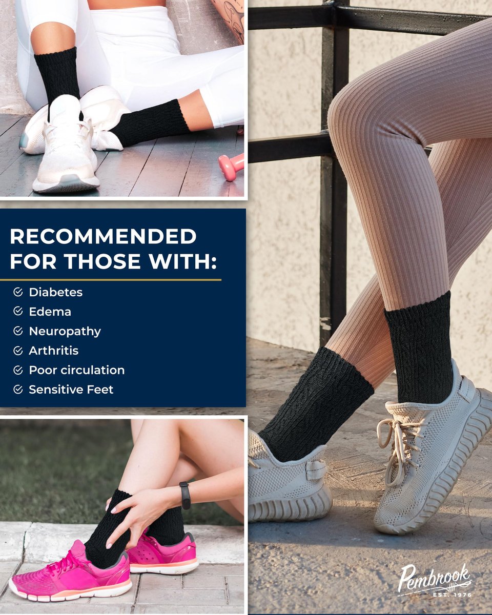 Pembrook Diabetikersocken für Damen & Herren, Größe 9-11, Nicht einschnürende Socken für geschwollene Füße, Bambus-Viskose-Feuchtigkeitsableitende Socken, Schwarz, 6 Paar