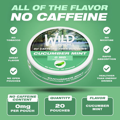Wild 0mg Nikotinfreie Beutel Kein Koffein Gurke Minze - 20 koffeinfreie Beutel